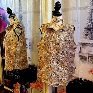 Liz Claiborne Animal Print Linen Blouse